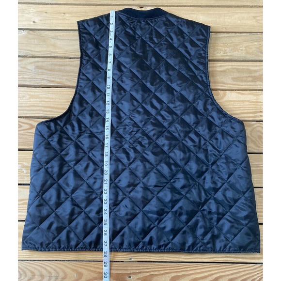 Gary Nesse Quilted Vest Size Medium/Large Men’s Black Snap Front - Picture 6 of 7